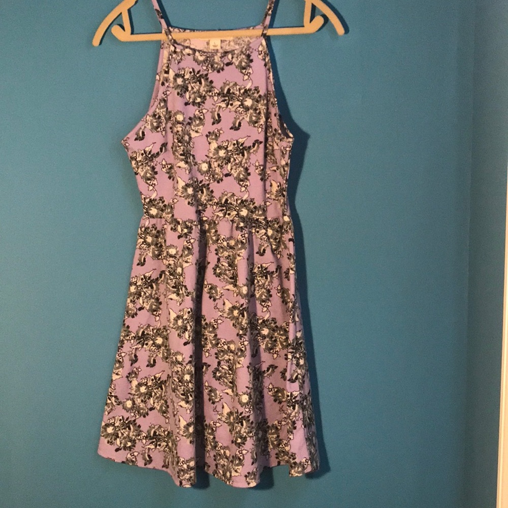 Purple Flowered Halter Dress
